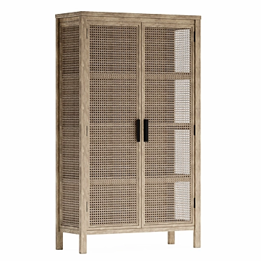 Rustic Rattan Storage Cabinet 3D model image 1 