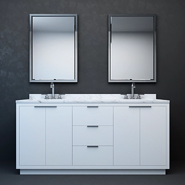 Modern Double Vanity with Larsen Design 3D model image 1 