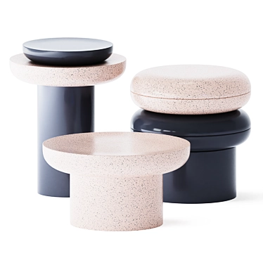 Stacked Table Set: FdC's Stylish Stackable Side Tables 3D model image 1 