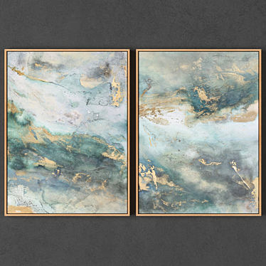 Artistic Duo: 2 Framed Paintings 3D model image 1 