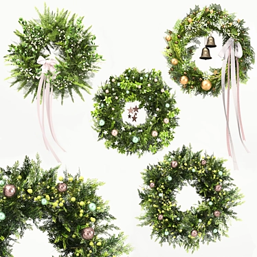 Festive Evergreen Holiday Wreath 3D model image 1 