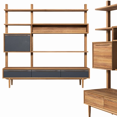 Bruni Shelving Unit with Drawers 3D model image 1 