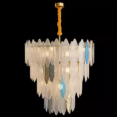 Elegant Glass Petal Chandelier 3D model image 1 