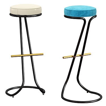 Italian Design: Set of 4 Gastone Rinaldi Barstools 3D model image 1 