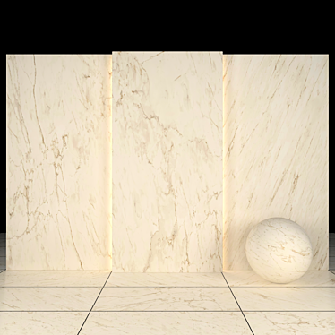 Cream Marble Collection: Glossy Texture, Various Sizes & Formats 3D model image 1 