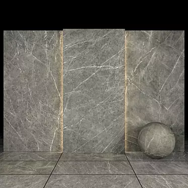 Gray Marble Tiles - Glossy Slabs & Hexagonal/Rectangular/Square Tiles 3D model image 1 