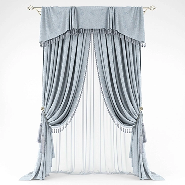 Elegant Poly-Blend Curtains 3D model image 1 