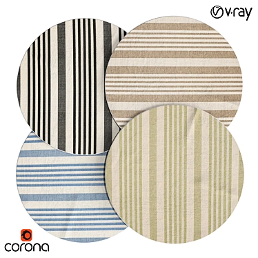 Higgs Striped Beige/Blue Indoor/Outdoor Rug 3D model image 1 