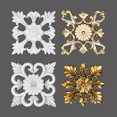 Elegant Decorative Wall Rosettes 3D model image 1 