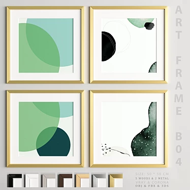 Modern Art Frame B01: 4 Frames, 5 Woods & 2 Metals 3D model image 1 