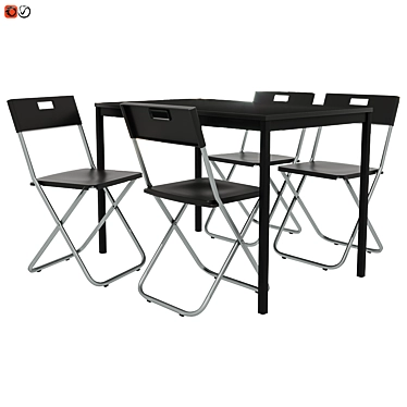 Modern Black Table and Chair Set 3D model image 1 