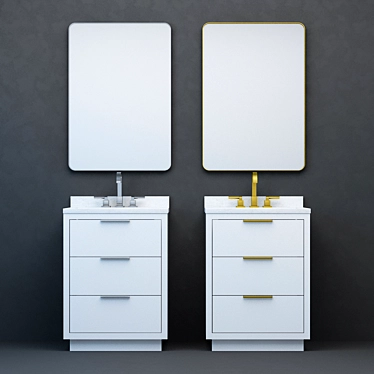 RH Modern Machinto Powder Vanity Set 3D model image 1 