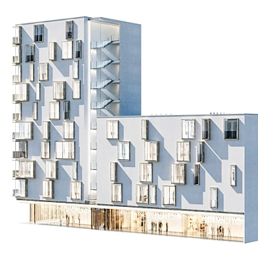 Modern Residential Building Model 3D model image 1 