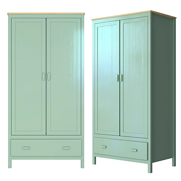 Elegant 2-Door Alvina Wardrobe 3D model image 1 