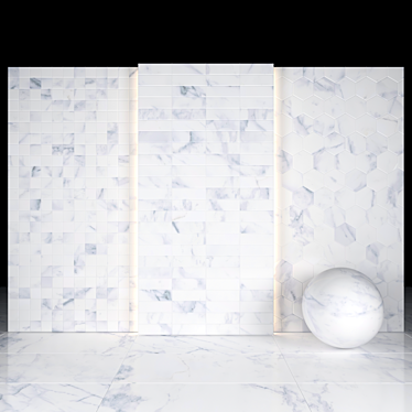 Vintage Carrara White Texture Tiles 3D model image 1 