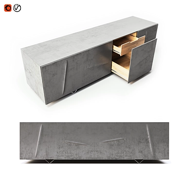  Modern Aluminum Sideboard: Sleek Design, Durable Construction 3D model image 1 