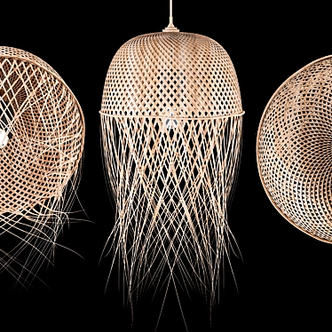 Rattan Pendant Chandelier 3D model image 1 