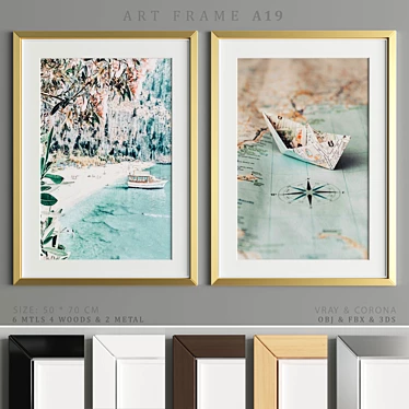 Elegant Art Frame Set 3D model image 1 