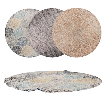 Round Carpets Set - Versatile and Detailed 3D model image 1 