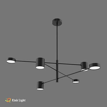 Kink Light Loft Chandelier: Black Metal, Adjustable Height, LED Lighting 3D model image 1 