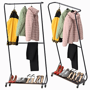 Modern Minimalist Clothing Rack 3D model image 1 