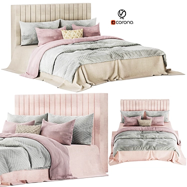 Luxury Velvet Bed Set 3D model image 1 