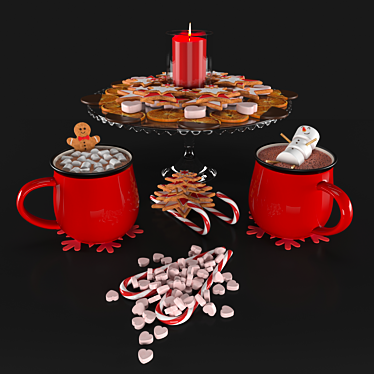 Gourmet Cocoa Set with Smooth Finish 3D model image 1 