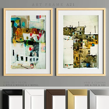 Modern Art Frame Set: A21 | 4 Woods & 2 Metals 3D model image 1 