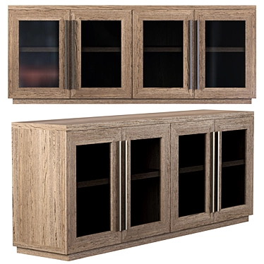 Sleek Glass 4-Door Sideboard 3D model image 1 