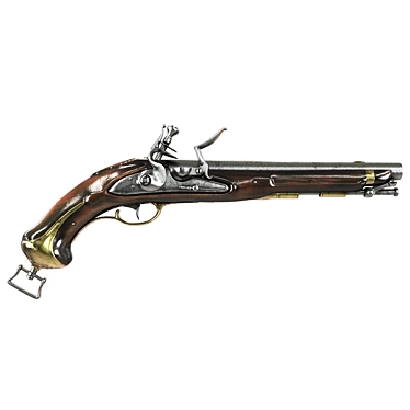 French Antique Flintlock Pistol 3D model image 1 