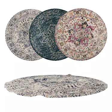6-Piece Round Carpet Set - Versatile Designs for VRay and Corona 3D model image 1 
