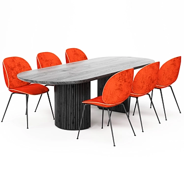 Modern Dining Table Set 3D model image 1 