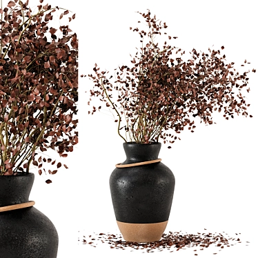 Concrete Pot Dried Plants Bundle 3D model image 1 