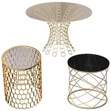 Luxury Golden Round Table "Radee 3D model image 1 