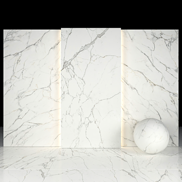 Elegant White Calacatta Tiles 3D model image 1 