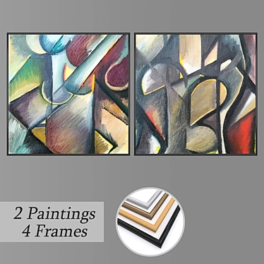 Artful Collection: Set of Wall Paintings 3D model image 1 