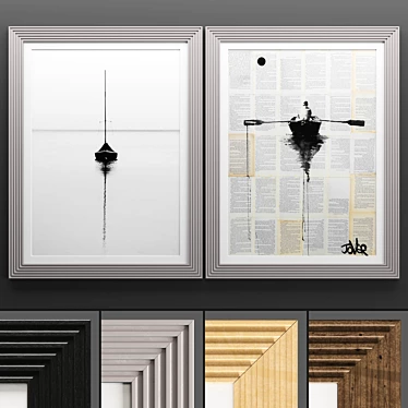 Modern Art Frame Set - Textured Frames 3D model image 1 