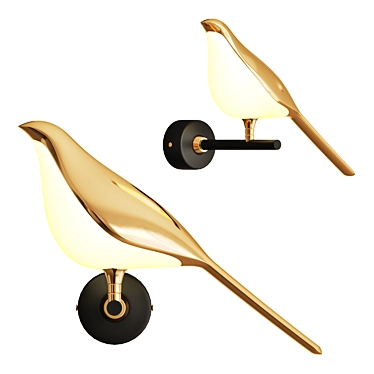 Golden Bird LED Wall Lamp 3D model image 1 
