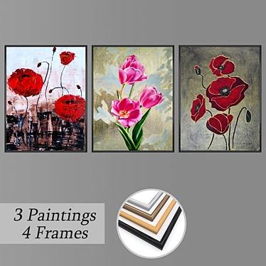 Multi-frame Painting Set with Various Frame Options 3D model image 1 