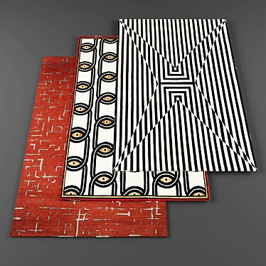 Modern Rugs Set - 3 Pieces | High-Quality Textures 3D model image 1 