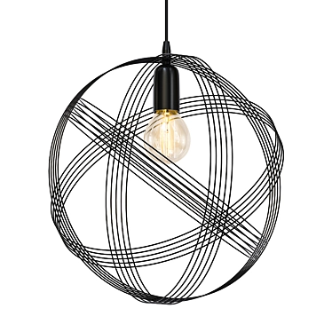 Elegant Black Wire Pendant Lamp 3D model image 1 