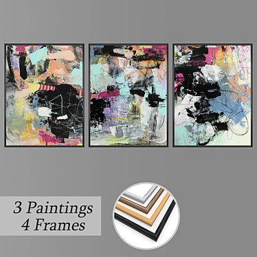 Decor Set: Wall Paintings & Frames 3D model image 1 
