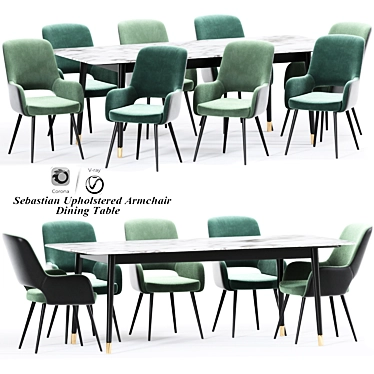 Sebastian Upholstered Dining Chair Set 3D model image 1 