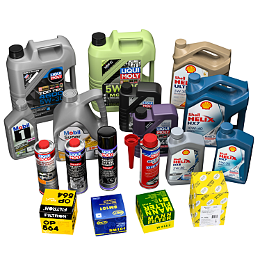 9 Unique Models of Engine Oils and Filters 3D model image 1 