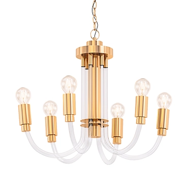 Modern Lucite Brass Chandelier 3D model image 1 