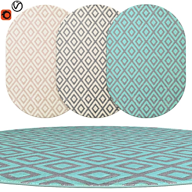 If the translation is not needed, here is a unique title for the product: 

 Stylish Oval Rugs | Living Room 3D model image 1 