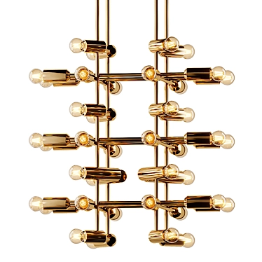 Luxurious Set: 21 Brass Chandeliers with 40 Bulbs 3D model image 1 