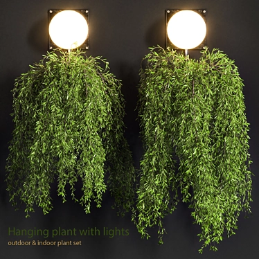 Glowing Greenery: Hanging Plant with Lights 3D model image 1 
