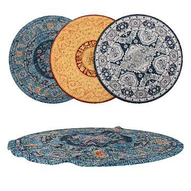Round Carpets Set with Various Textures 3D model image 1 