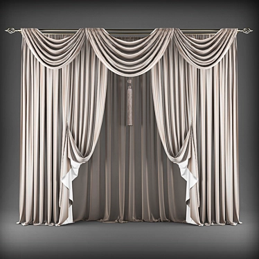 Modern Polyester Curtains 3D model image 1 